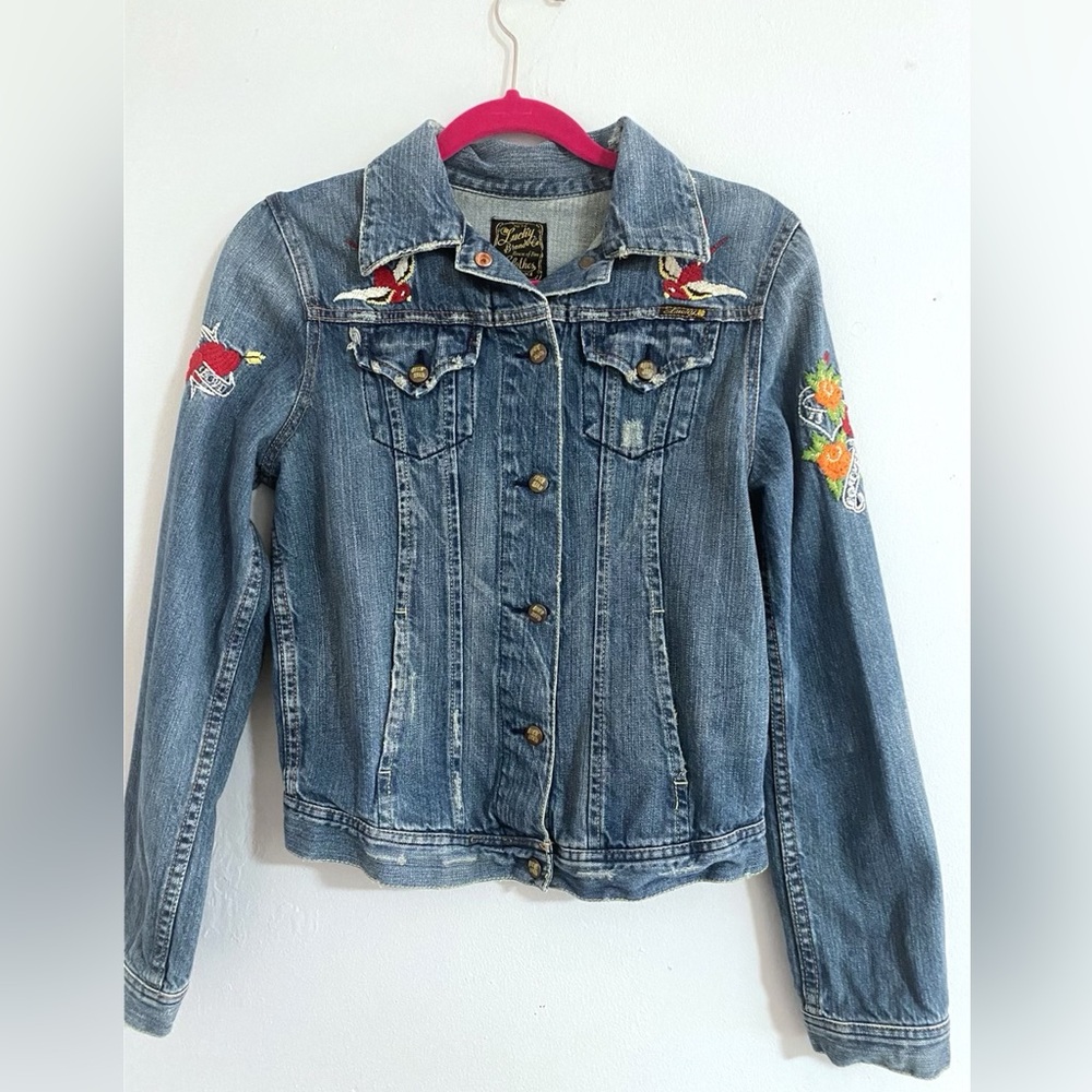 Lucky Brand (Made in USA) embroidered Denim Jacket